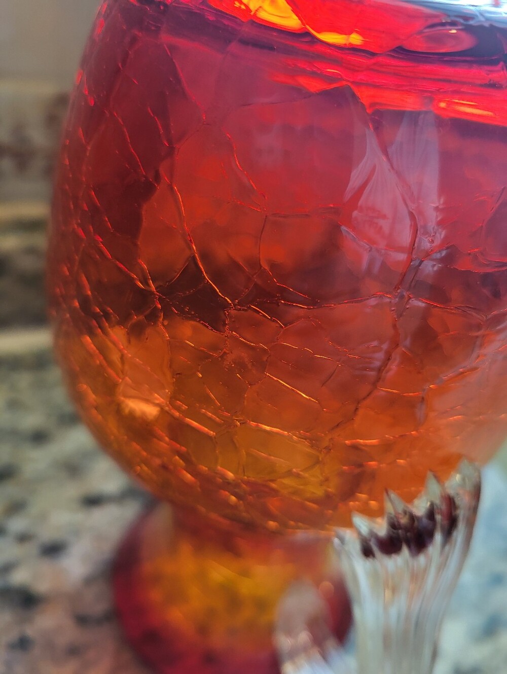 VTG. Blenko 7 Inch  Handblown Amberina  Crackle Glass Pitcher -Vase  Glass Art - Picture 13 of 16
